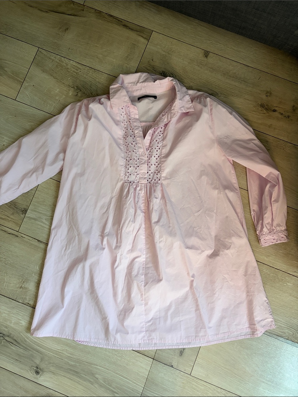 Deluc Light Pink Eyelet-Trim Mini Dress